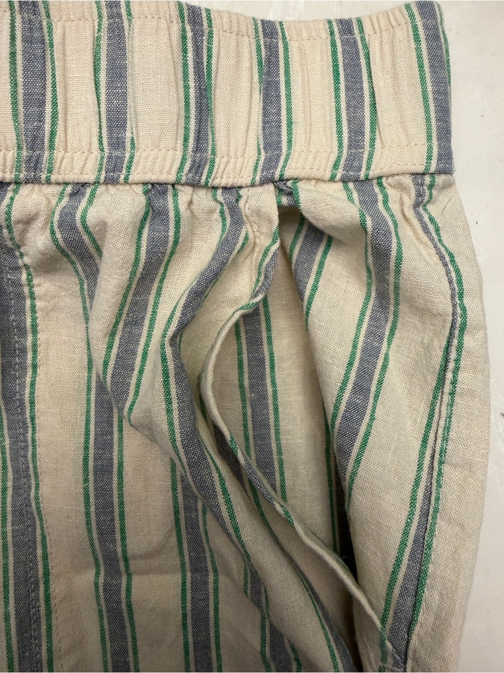 Toad&Co Taj Hemp Wide Leg Pant - striped - cream/blue/green - size M - Picture 4 of 7